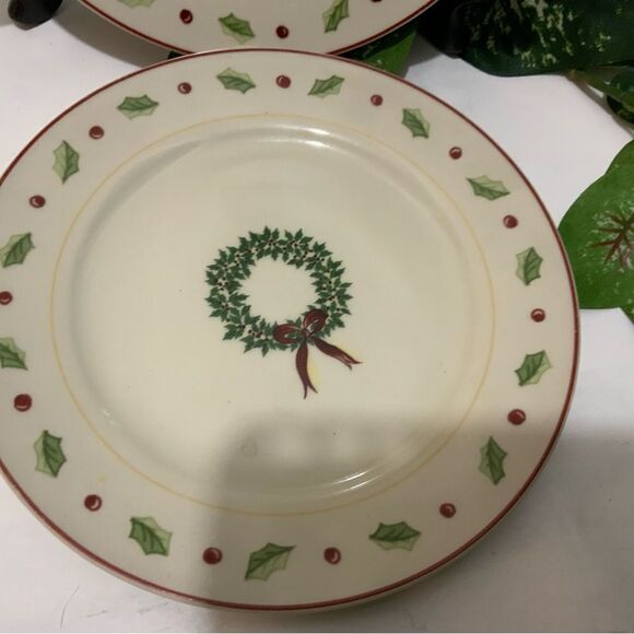 Vintage Merry Brite Christmas Salad Dessert Plates Holiday set of 2 A14 - Picture 3 of 5